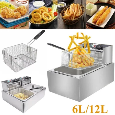 MARKENLOS 6L/12L Öl-Fritteuse Elektrische Frittöse Edelstahl Kaltzonen Fritteuse Fritöse
