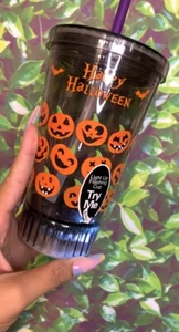 Neu Halloween Leuchtbecher mit orangefarbenen Kürbissen - Bild 1 von 1