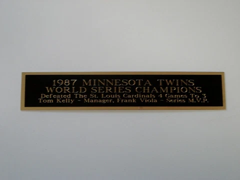 1987 Minnesota Twins World Series Nameplate For A Baseball Bat Case 1.5 X 8 Cover