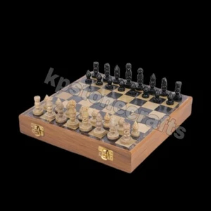 10 -Inch Marble and Wood Chess Board Set - Picture 1 of 6