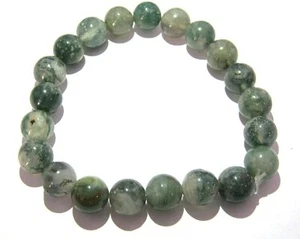 Moss Agate Beaded Bracelet Fashion Jewelry Gift Crystal Healing Accessory Power - Picture 1 of 2