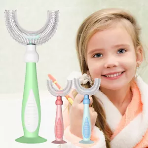 Baby Toothbrush U-shaped Silicone Brush Head Cleaning Teeth for Kids 2-12 Year - Picture 1 of 18
