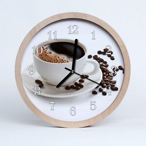 Tulup Horloge murale en bois 20fi cm horloge en bois - tasse de café salon