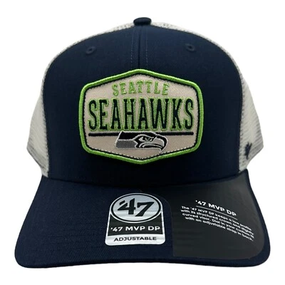 Seattle Seahawks '47 Marca Sombrero MVP DP NFL Fútbol Shumay Azul Marino Gorra Snapback Nueva con Etiquetas Foto 1 de 4