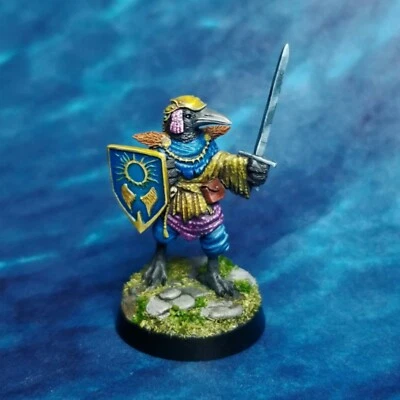 Pintado profesional * Guerrero Kenku * Miniatura de metal de espada oscura * Caballero Hombre Pájaro DnD Foto 1 de 2