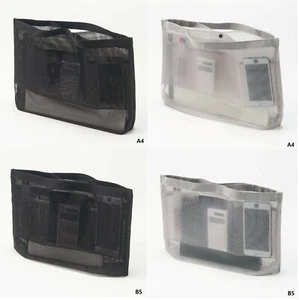 (SELECT) MUJI leichte und langlebige NYLON NETZ TASCHE ORGANISATOR schwarz grau A4 B5 Japan - Bild 1 von 22