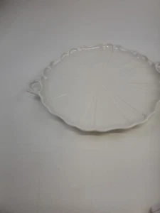 Vintage White Porcelain Platter W/Handles Flower Design H12 - Picture 1 of 6