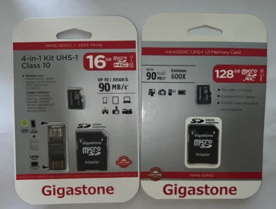 (2) Gigastone 16GB MicroSD 4-in-1 & Gigastone Kit 128GB microSD Memory - Image 1 of 2