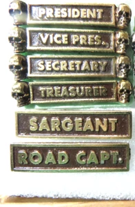 Vintage Motorcycle Club Officers Skull Set of 6 Pins Brassy_ (in gallery picture - Picture 1 of 4