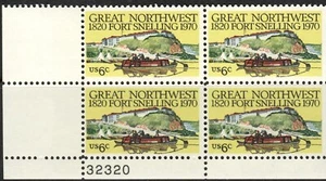 #1409 1970 6-cent Fort Snelling block of 4 with plate# MNH - Picture 1 of 1