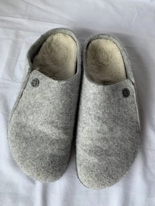 Birkenstock Unisex Light Gray Wool Felt Zermatt Shearling Slippers Sizes W7, M5 - Picture 1 of 7