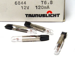 10x Taunuslicht Steck-Birnchen / Telefon-Lampe, T6.8, 12V / 120 mA, NOS