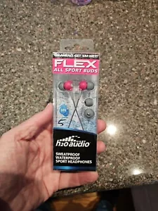 H2O Audio Flex Waterproof Sport Headphones Sweatproof Buds CB1-PK Gray & Pink - Picture 1 of 7