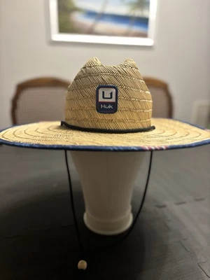 Sombrero de playa de ala ancha de paja de pescado HUK sombrero OS para hombre Foto 1 de 4