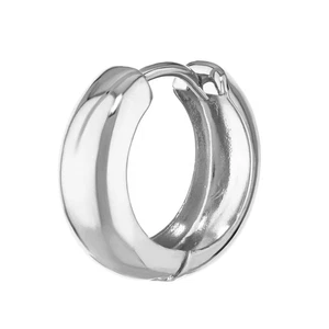 Single 8K 333 White Gold Hoop Earrings 15 x 5.1mm High Polished Round - Picture 1 of 2