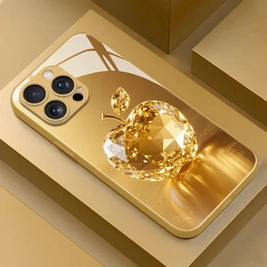 Crystal Golden Shiny Apple Pattern Phone Case Suitable for iPHONE 16 PRO MAX - Picture 1 of 6