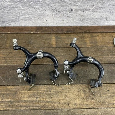 Conjunto de freios pinça vintage universal Mod 77 preto puxador lateral bicicleta de estrada frente traseira - Imagem 1 de 4