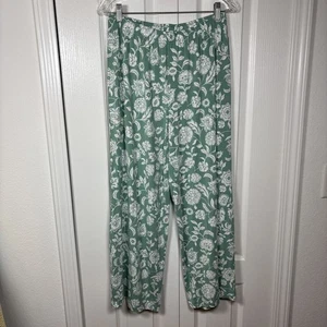 LAKE Parisian Green Vine Floral Wide Leg Pajama Pants Sz Large Modal Spandex - Picture 1 of 10