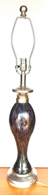 Vintage Murano Multi Color Purple streaked Hand Blown ART Glass Table Lamp *3.6 - Image 1 of 4