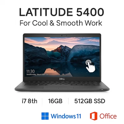 Dell Latitude 5400 • 14" FHD Touch • i7 8th •16GB •512GB SSD • Fast Ship ✅ - Image 1 of 4