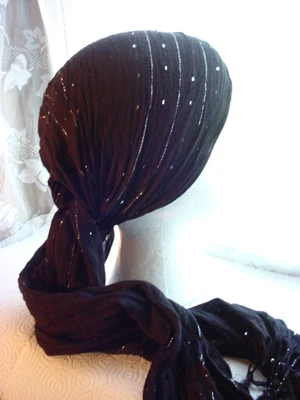 Pañuelo para la cabeza a rayas metálicas con lentejuelas pirata gitano con flecos traje renacentista O12352 Foto 1 de 4