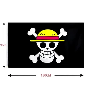 Piraten ONE PIECE D. Ruffy Flagge Ein Stück Strohhut Piraten Trompete Banner Fla - Bild 1 von 12