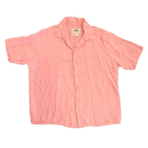 FLAX by Jeanne Engelhart 100% Men’s Linen Top S Coral Short Sleeve Boxy Blouse - Picture 1 of 5