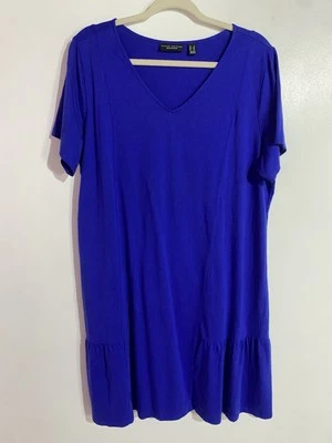 Vestido Camisa Susan Graver Fin de Semana 1X Azul Modal Midi Niveles Minimalista Informal Foto 1 de 4