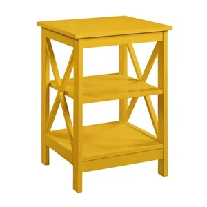 Oxford 15.75 in. Yellow Standard Square MDF End Table with Shelves - Picture 1 of 8