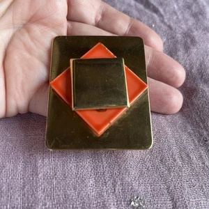 Goldfarbene Vintage emaillierte Brosche Anstecknadel - Bild 1 von 5