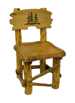 Zeckos Rustic Handcrafted Wooden Pine Tree Forest Dining Chair - Image 1 of 2