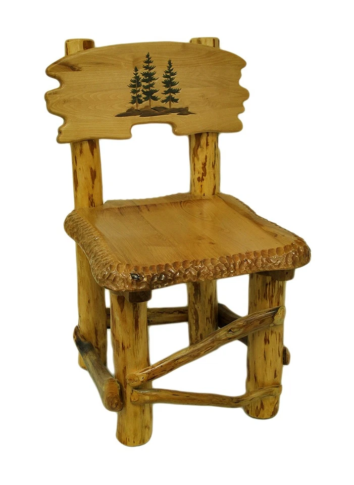 Zeckos Rustic Handcrafted Wooden Pine Tree Forest Dining Chair - Image 1 of 2