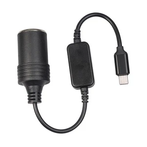 Portable USB C vers 12V voiture allume-cigare femelle convertisseur 1ft/30cm - Afbeelding 1 van 7