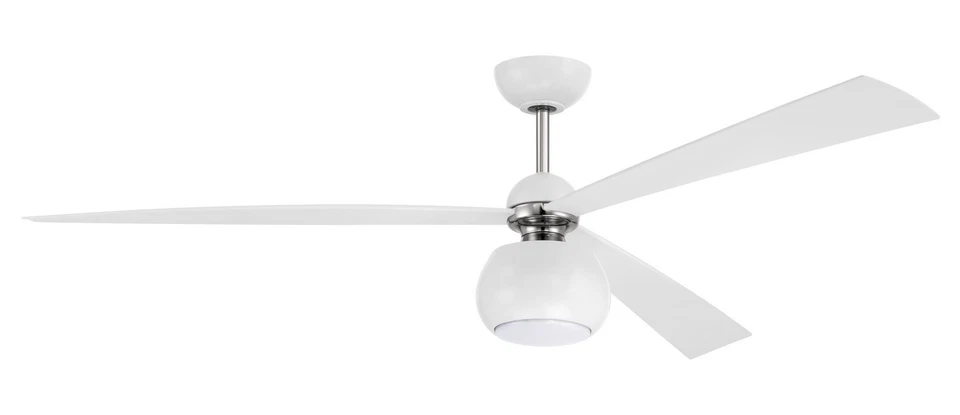 Otto 1-Light 60" Hanging Ceiling Fan in White with Polished Nickel - Image 1 of 1