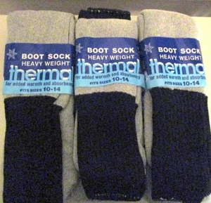 6 PAIRS MEN'S THERMAL HEAVY WEIGHT BOOT SOCKS~SIZE 10-14~NIP~ACRYLIC & NYLON - Picture 1 of 6