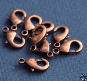 15 Antiqued Copper Lobster Clasps 15x8mm  - Picture 1 of 4
