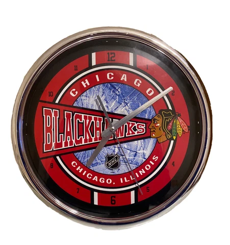 EXCELLENT Condition Chicago Blackhawks Wall Clock - 11.5 inches all around Cover