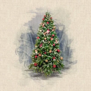 Tenda per albero di Natale in tessuto di lino ricco di cotone tappezzeria cuscino pannello - Foto 1 di 4
