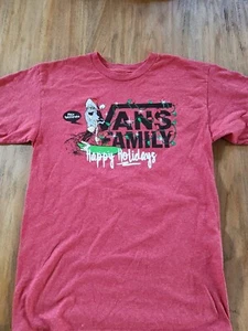 Vans T-Shirt Men’s Red Short Sleeve Size Small,Fitted,Happy Holidays - Picture 1 of 2