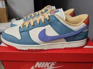 MENS NIKE DUNK LOW PREMIUM_PALE IVORY/ROYAL TURQ HJ9112-110-SIZE 10.5 - Picture 1 of 1