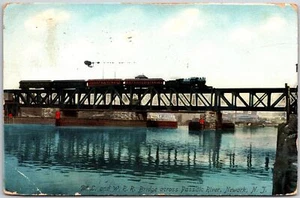 Newark Nueva Jersey NJ, 1908 D.L. y W.R.R. Puente a través del río Passaic, postal - Imagen 1 de 2