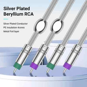 Hi-End 6N OFC Plated Silver with Quad Shielded HiFi Audio Interconnect RCA Cable - Picture 1 of 6