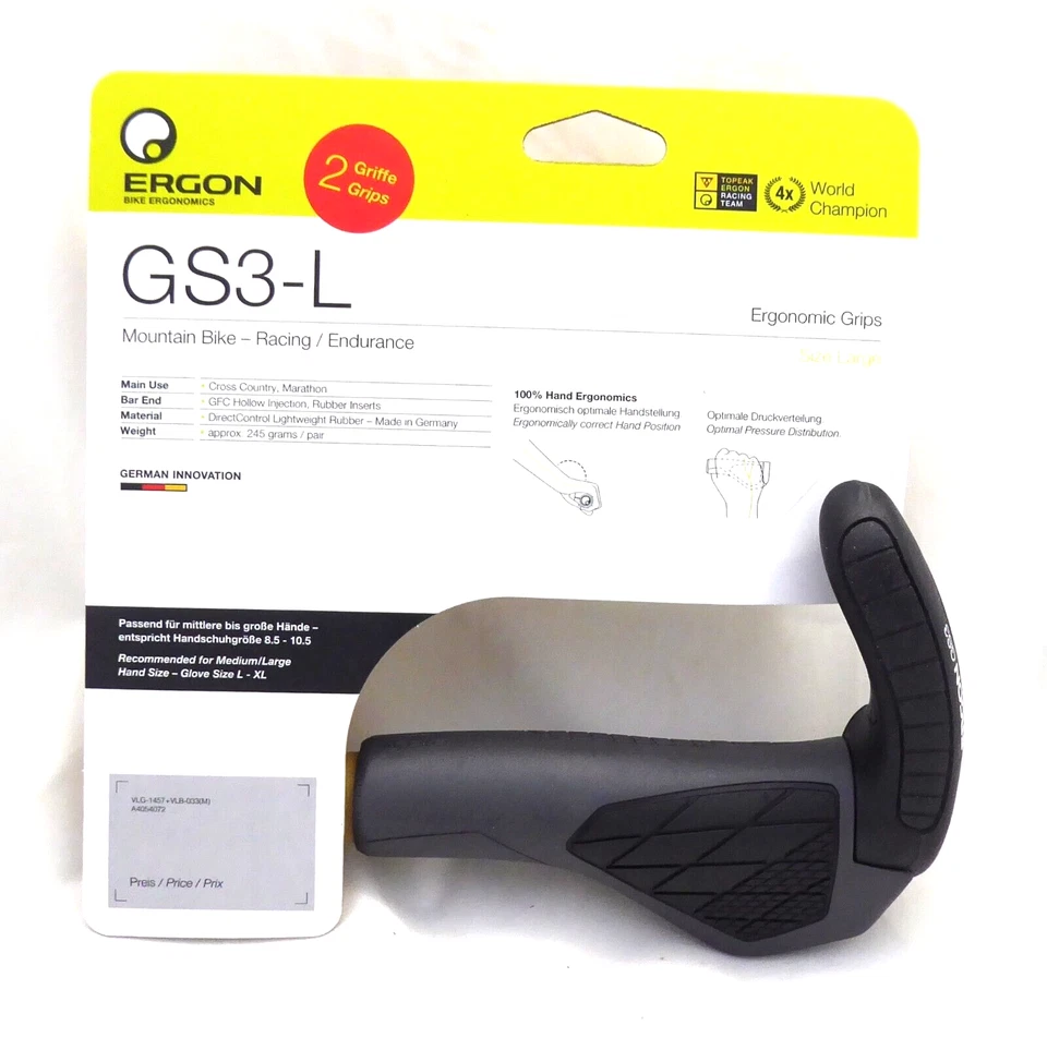 Ergon GS3 Grips - Black/Gray, Lock-On, Large - Image 1 of 1