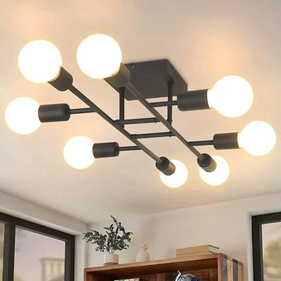 ZMH Deckenlampe Schwarz Deckenleuchte Vintage E27 Schlafzimmerlampe Retro Küche