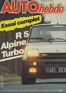 AUTO HEBDO n°287 08/10/1981 R5 ALPINE ROUEN F3 PRODUCTION FORD C100 J VILLENEUVE - Imagen 1 de 1