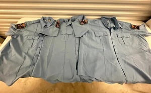 Lot of 3 Uniform Security Shirt Mens 20 Blue Logo Pockets Short Sleeve Button-Up - Picture 1 of 20