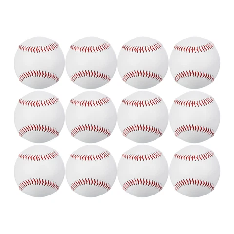 12Pcs Baseball 9 Inch Baseballs Bulk Training Baseball Unmarked Baseballs Cover