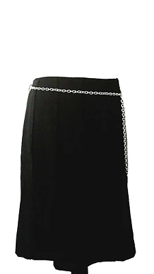 FALDA PLISADA VERSAILLES NEGRA TOTALMENTE FORRADA CADENA PLATA ACENTO CIERRE CREMALLERA - 6 Foto 1 de 4