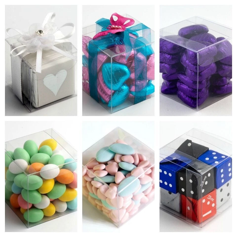 Luxury Transparent PVC Cube Chocolate Sweets Cup Cake Wedding Favour Gift Boxes - Image 1 of 1