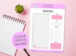 Year in Pixels Planner Stickers Yearly Mood Tracker Functional Bullet Journal - Picture 1 of 3